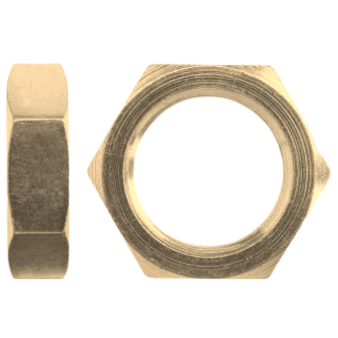 0306-04-B : OneHydraulics Brass BHLN Bulkhead Lock Nut, 7/16-20 (-04) Female JIC
