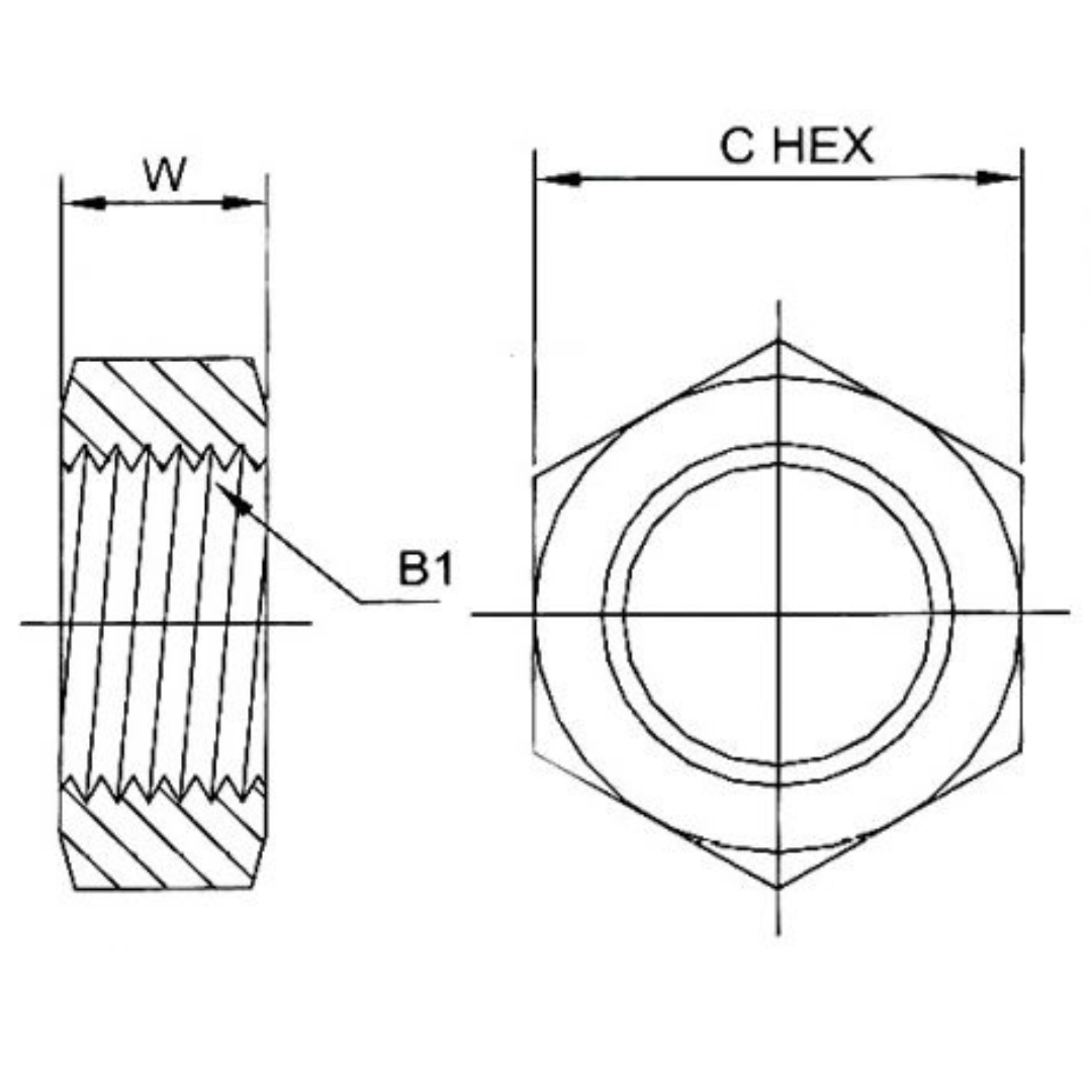 0306-N-04 : OneHydraulics Steel BULN Backup Lock Nut, 7/16-20 (-04) Female JIC