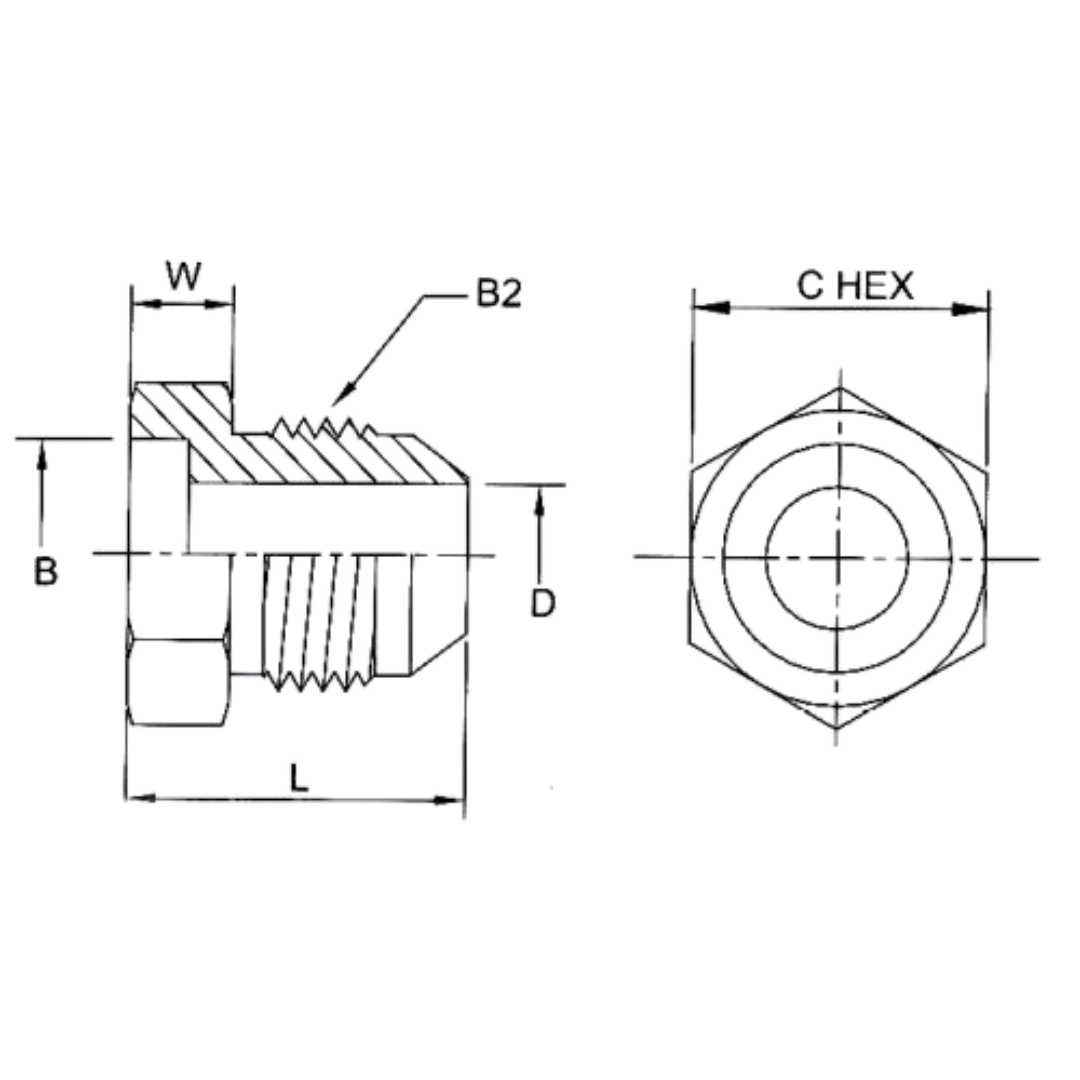 0403-32-32-SS : OneHydraulics Straight Stainless Bored Adapter, 2.008 (-32) Bore Hole x 2-1/2-12 (-32) Male JIC