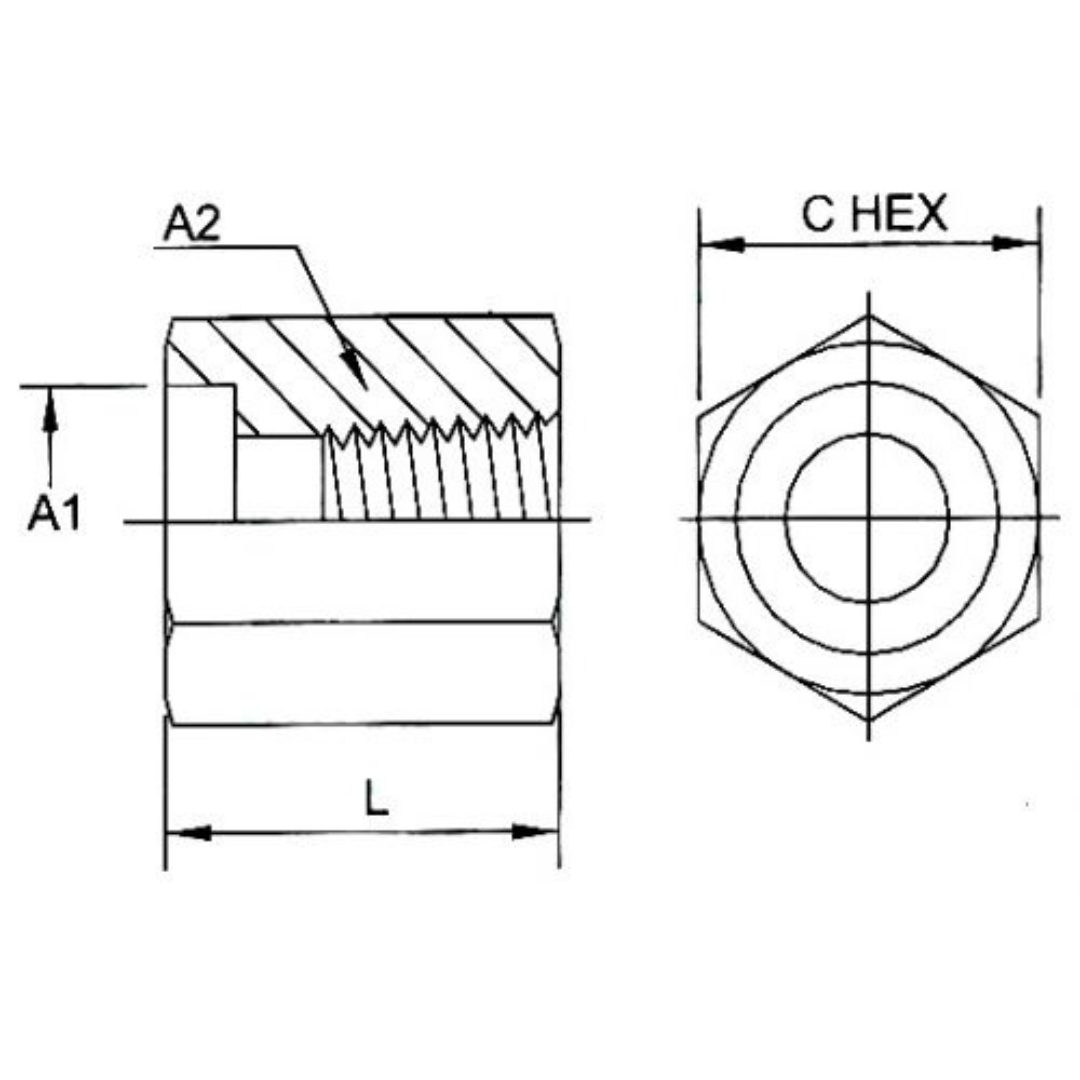 0405-04-02 : OneHydraulics Straight Steel Bored Adapter, 0.256 (-04) Bore Hole x 1/8-27 (-02) Female NPTF