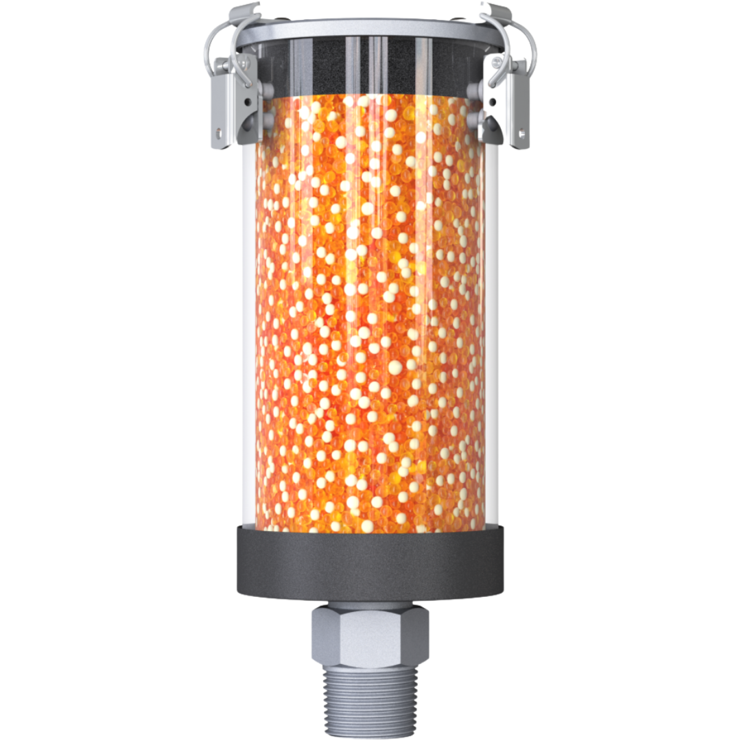 VV-R 2L N1"m : Giebel VV-R Desiccant Breather Dryer, Refillable, No Check Valves, 50-200 ml Water Capacity, FKM Seals, 3-Micron Paper Filter, 1" Male NPT