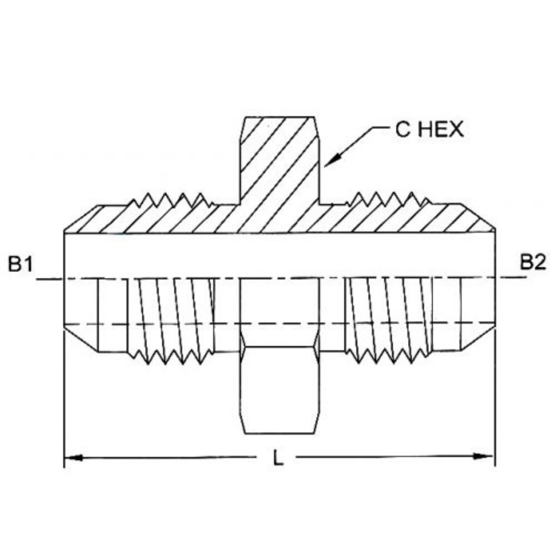 2403-LH-24-24-SS : OneHydraulics Straight Stainless Large Hex Adapter, 1-7/8-12 (-24) Male JIC x 1-7/8-12 (-24) Male JIC, 3600psi