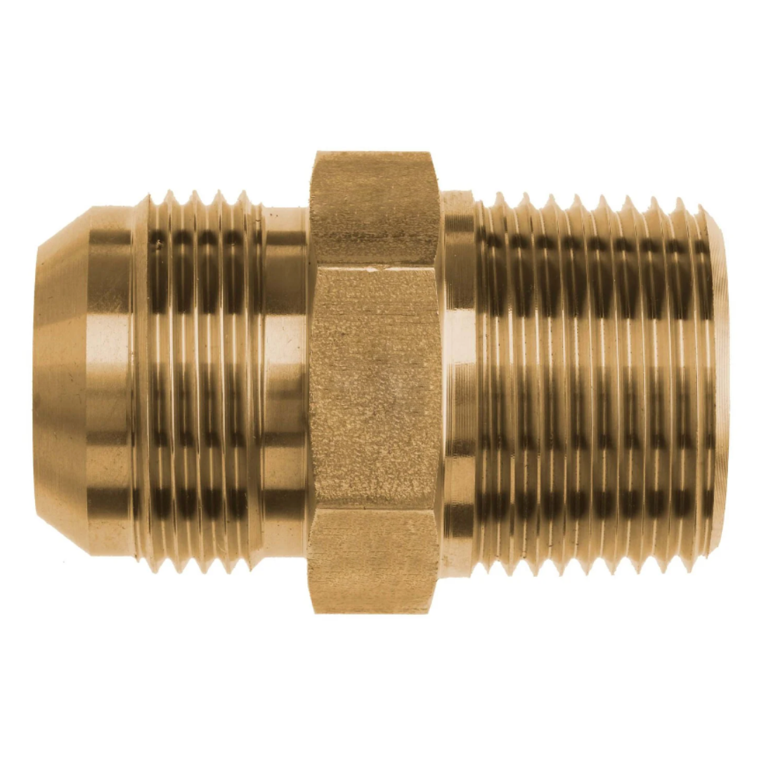 2404-32-32-B : OneHydraulics Straight Brass Rigid Adapter, 2-1/2-12 (-32) Male JIC x 2-11 1/2 (-32) Male NPT