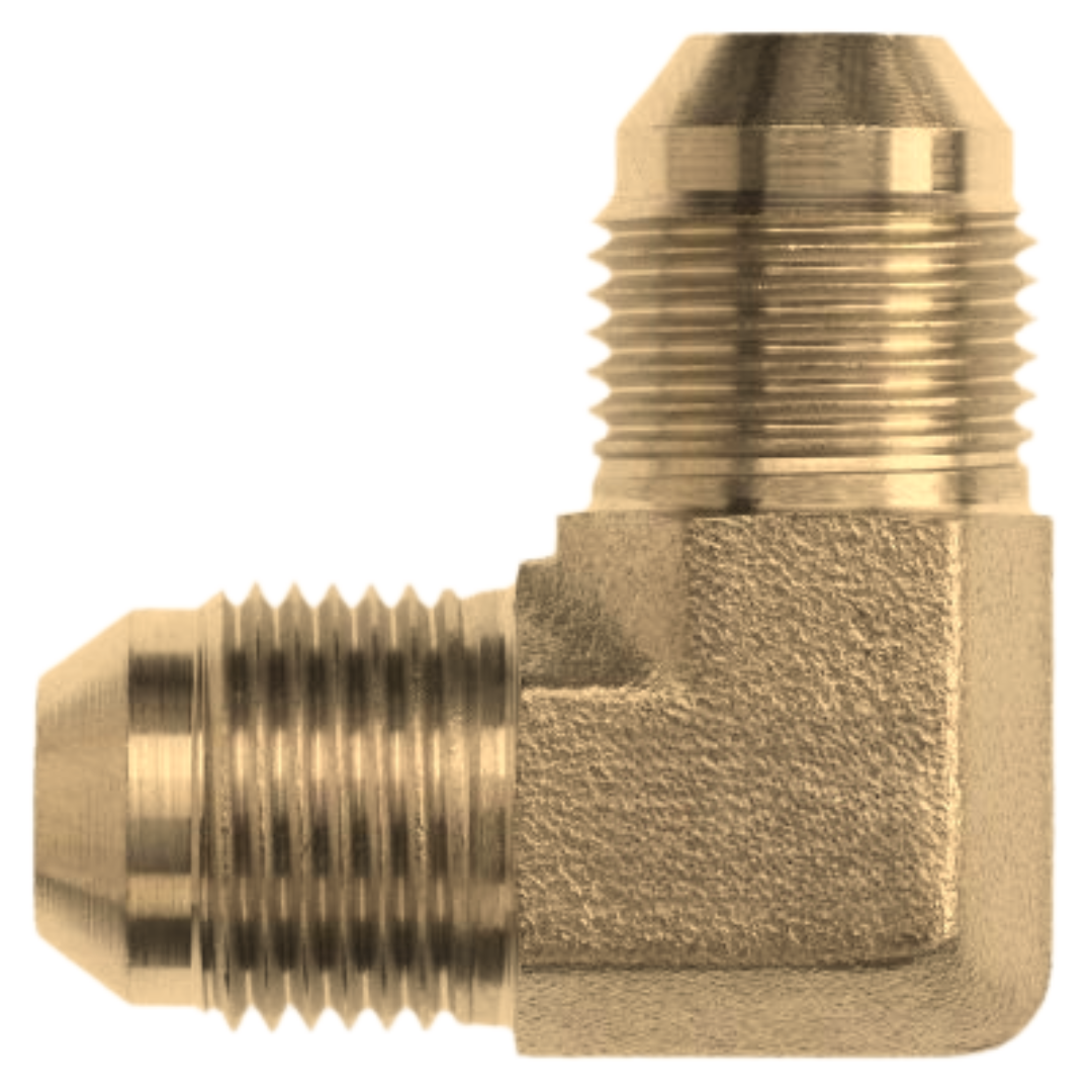 2500-06-06-B : OneHydraulics 90-Degree Brass Adapter, 9/16-18 (-06) Male JIC x 9/16-18 (-06) Male JIC, 3300psi