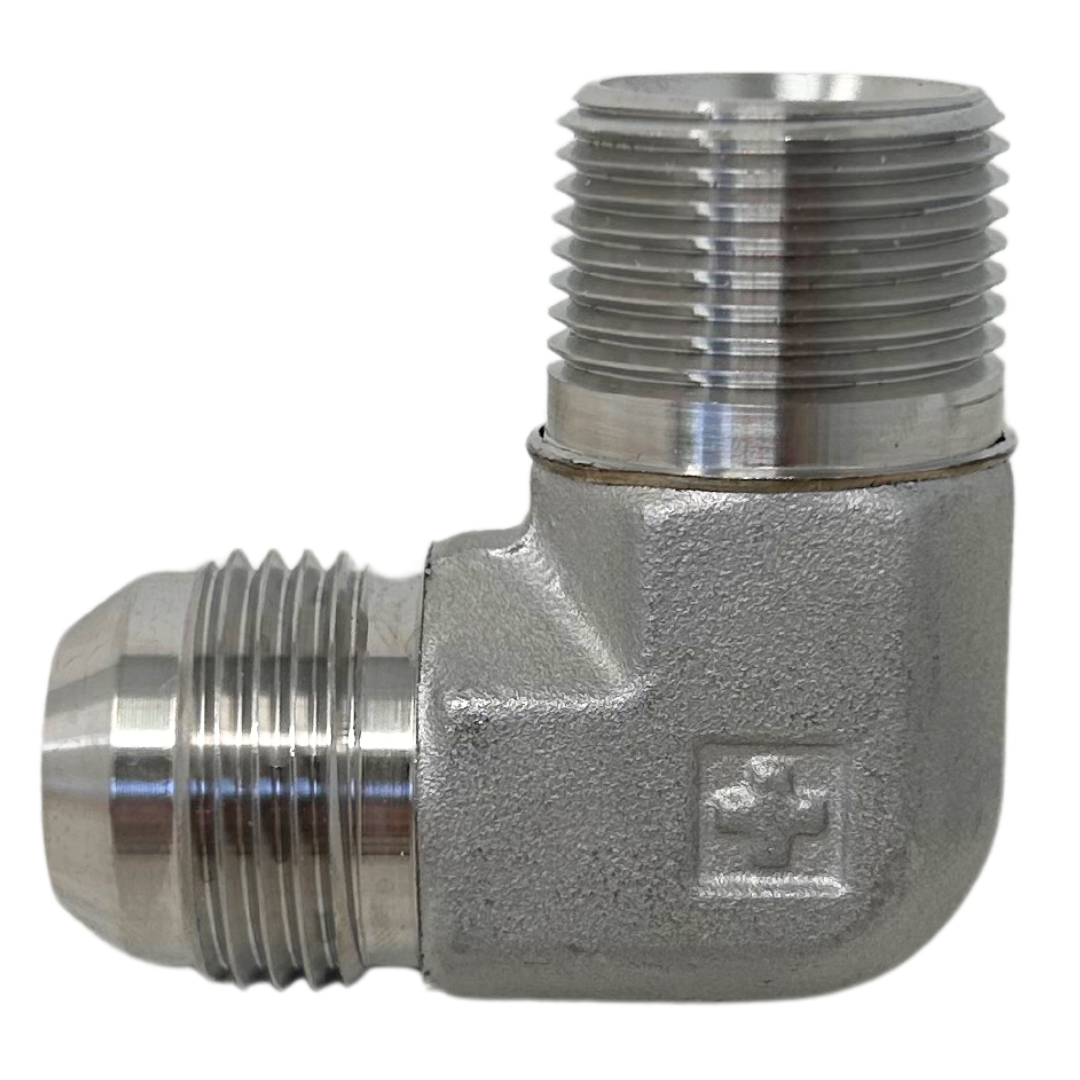 2501-12-12-SHF-FIRE : FIRE SALE SHF 316 Stainless steel, 90° Connector -12 MJIC x 3/4 MPT - ALL SALES FINAL