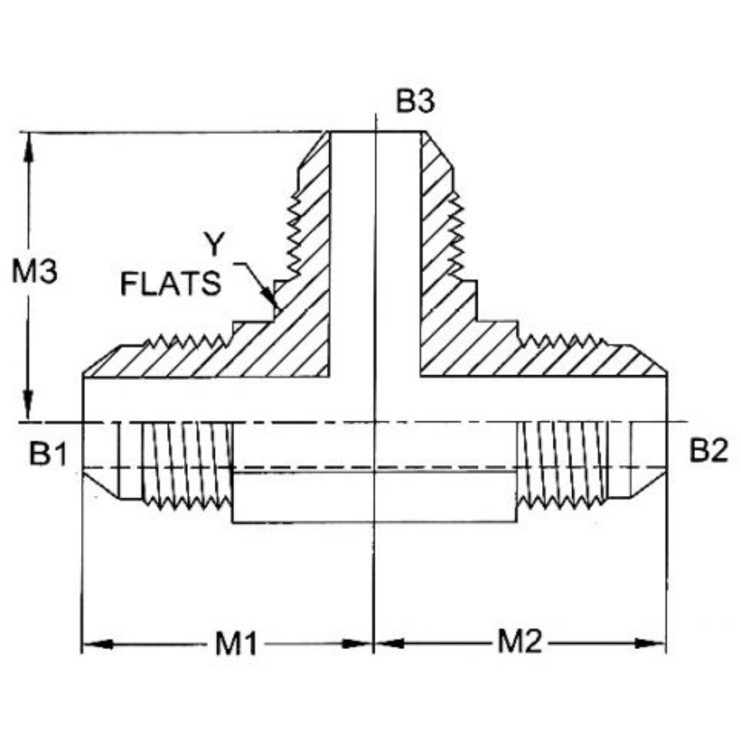 2603-24-24-24-SS : OneHydraulics Tee Stainless Adapter, 1-7/8-12 (-24) Male JIC x 1-7/8-12 (-24) Male JIC x 1-7/8-12 (-24) Male JIC, 3600psi