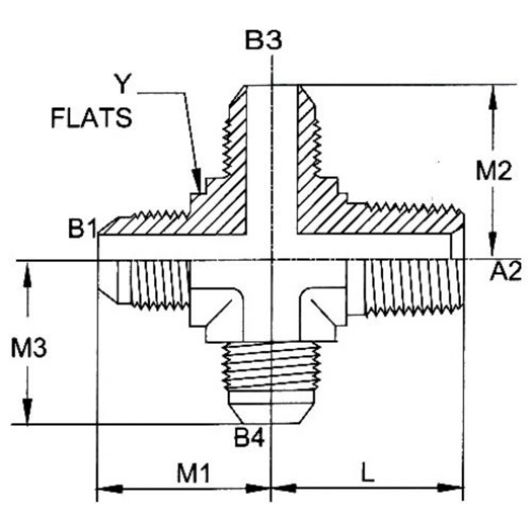 2651-06-06-06-06-FG : OneHydraulics Cross Steel Adapter, 9/16-18 (-06) Male JIC x 3/8-18 (-06) Male NPT x 9/16-18 (-06) Male JIC x 9/16-18 (-06) Male JIC, 6000psi