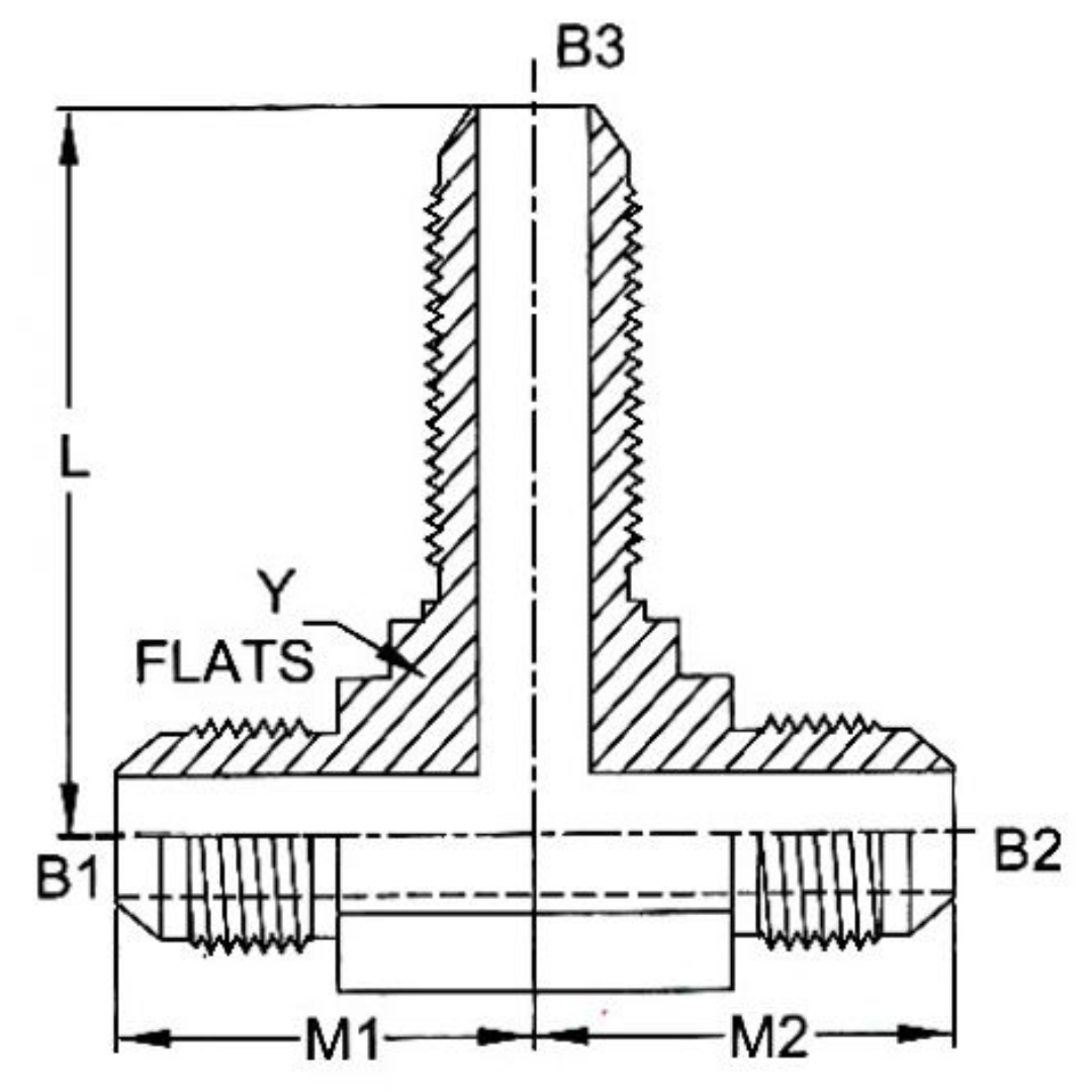 2703-20-20-20-FG : OneHydraulics Bulkhead Branch Tee Steel Adapter, 1-5/8-12 (-20) Male JIC x 1-5/8-12 (-20) Male JIC x 1-5/8-12 (-20) Male JIC Long, 4000psi