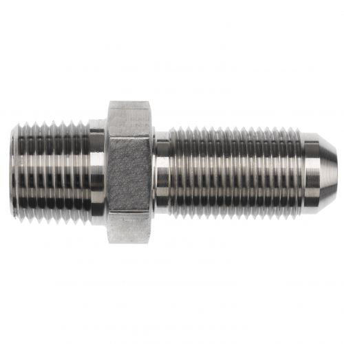 2706-06-06 : OneHydraulics Straight Steel Bulkhead Adapter, 3/8-18 (-06) Male NPT x 9/16-18 (-06) Male JIC, 6000psi
