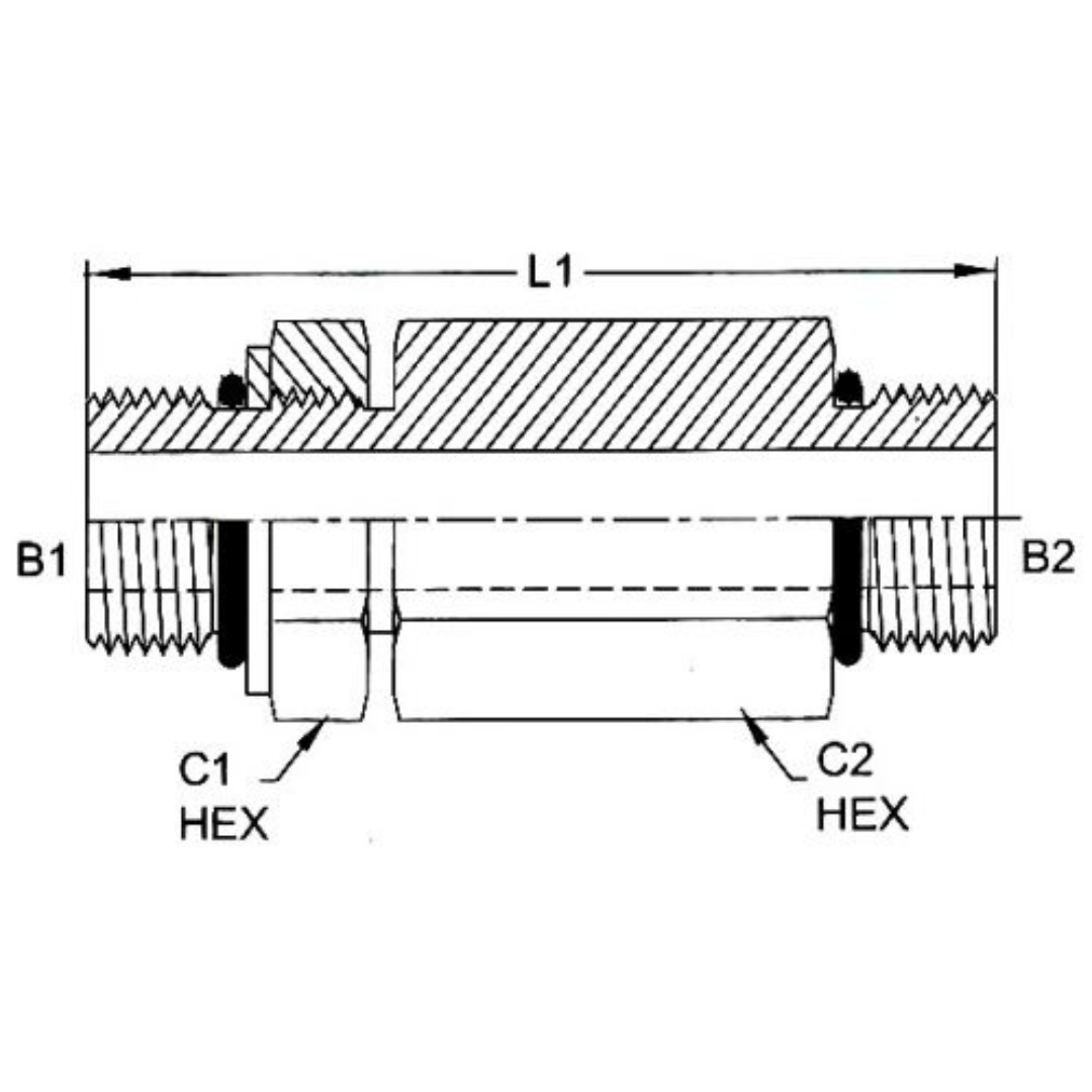 3474-LLL-04-04-NWO : OneHydraulics Straight Steel XX-Long Adjustable Adapter, 7/16-20 (-04) Male ORB x 7/16-20 (-04) Male ORB