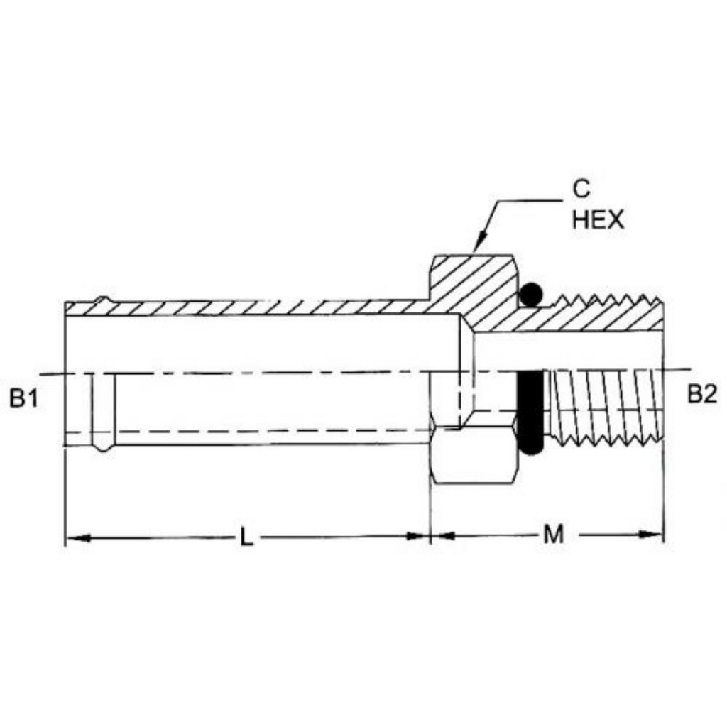 Pack of 5* 4604-08-08 Hydraulic Fitting 1/2 Hose Barb, 1/2 Male Pack of 5* 4604-08-08 Hydraulic Fitting 1/2 Hose Barb, 1/2 Male