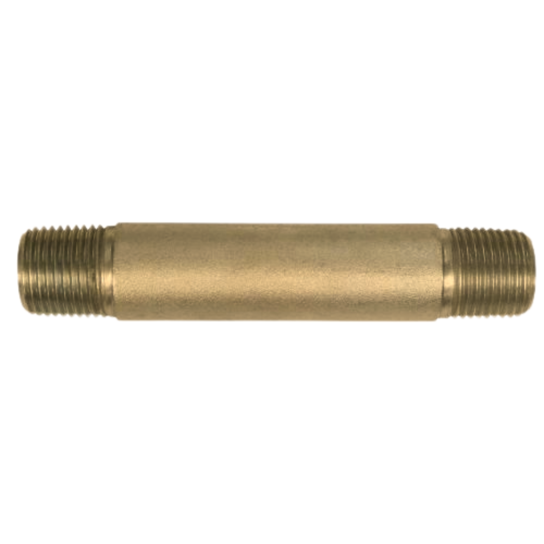 5404-N-04X4.000-B : OneHydraulics Straight Brass Long Nipple, 1/4-18 (-04) Male NPT x 1/4-18 (-04) Male NPT, 4.00" Long