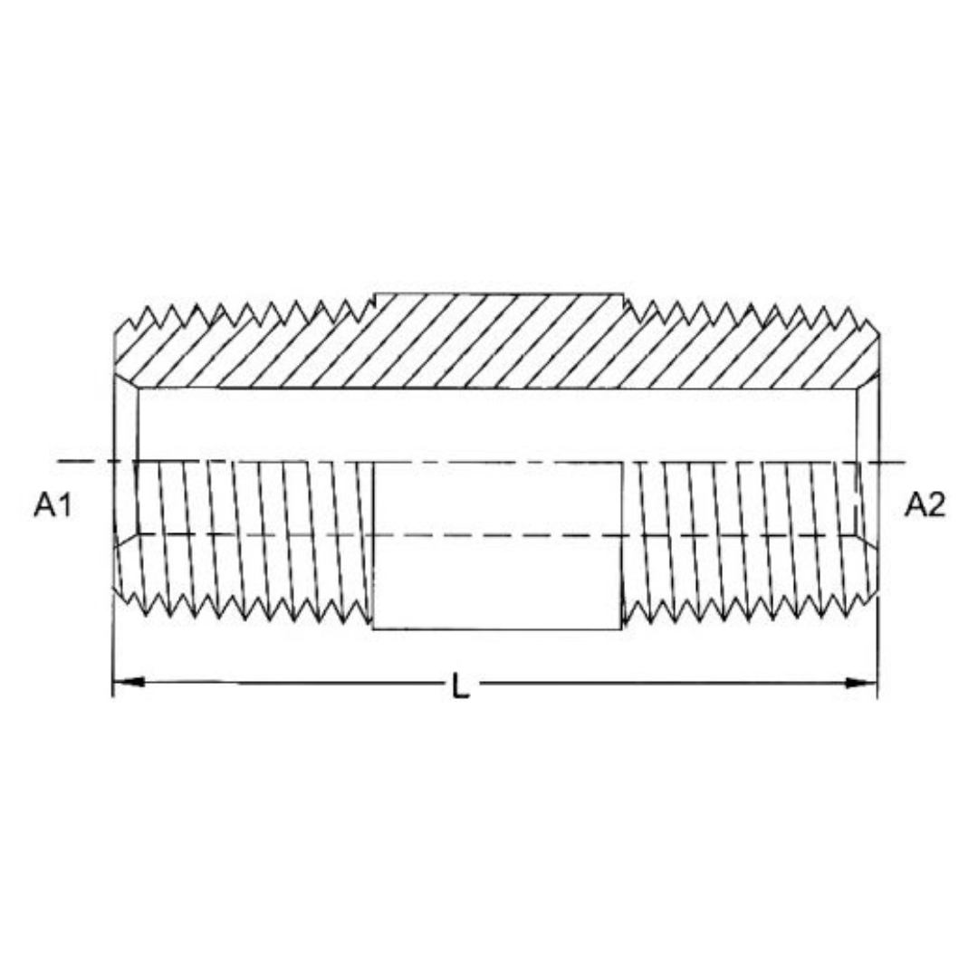 5404-N-06X7.000-SS : OneHydraulics Straight Stainless Long Nipple, 3/8-18 (-06) Male NPT x 3/8-18 (-06) Male NPT, 7.00" Long