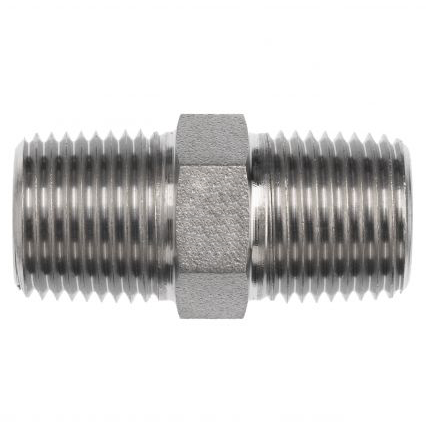 5404-12-04 : OneHydraulics Straight Steel Hex Nipple, 3/4-14 (-12) Male NPT x 1/4-18 (-04) Male NPT, 5500psi