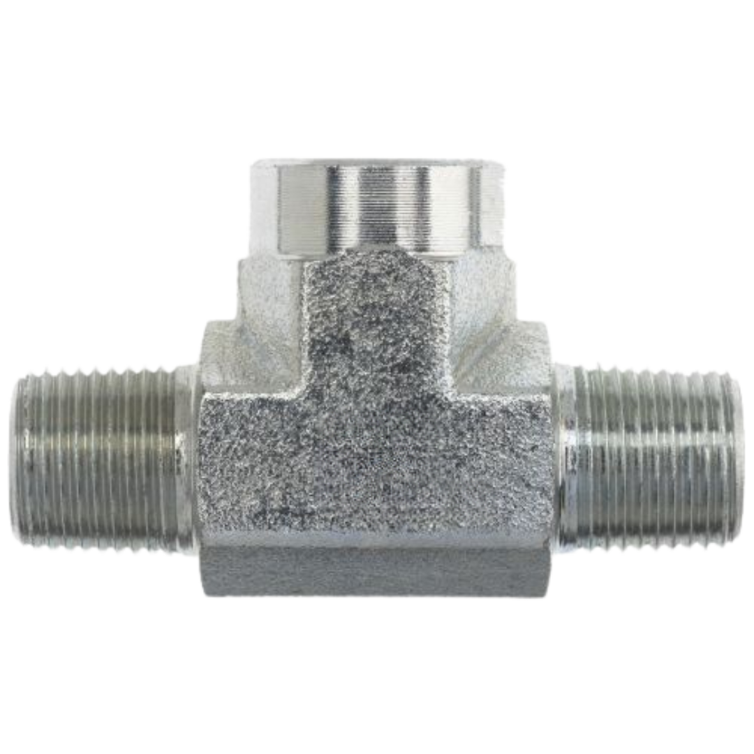 5601-02-02-02-FG : OneHydraulics Tee Steel Adapter, 1/8-27 (-02) Male NPTF x 1/8-27 (-02) Male NPTF x 1/8-27 (-02) Female NPTF, 6000psi