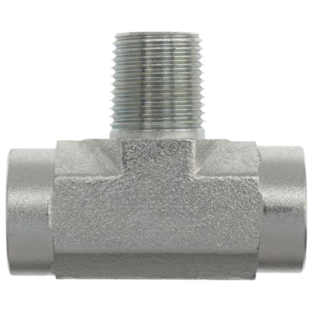 5604-04-04-04-FG : OneHydraulics Branch Tee Steel Adapter, 1/4-18 (-04) Female NPT x 1/4-18 (-04) Female NPT x 1/4-18 (-04) Male NPT, 6000psi