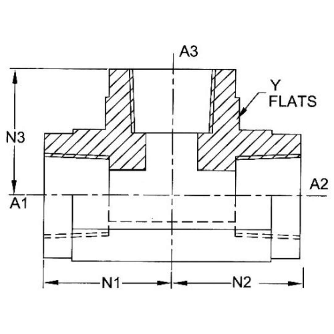 5605-04-04-02-FG : OneHydraulics Tee Steel Adapter, 1/4-18 (-04) Female NPT x 1/4-18 (-04) Female NPT x 1/8-27 (-02) Female NPT, 6000psi