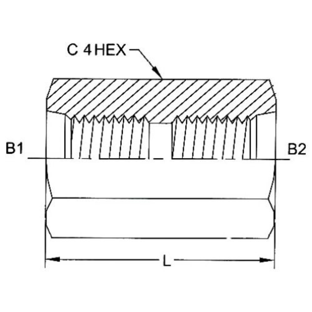 6425-08-08-SS : OneHydraulics Straight Stainless Adapter, 3/4-16 (-08) Female ORB x 3/4-16 (-08) Female ORB