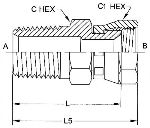 thumbnail image 2 of 6502-10-10 Hydraulic Fitting 5/8 Male JIC X 5/8 Female JIC Swivel 45... 2 of 11