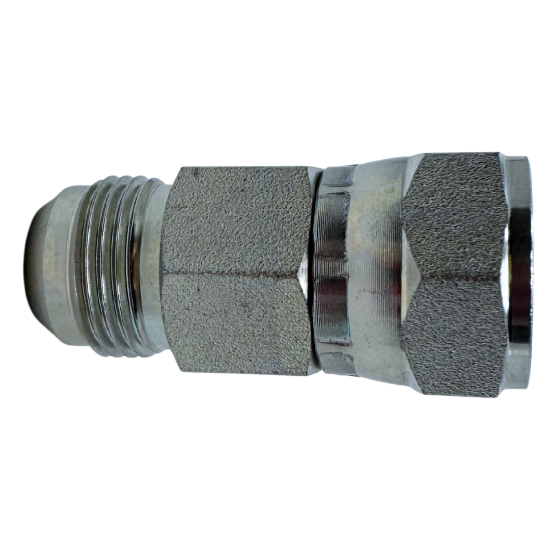 6564-10-10-04 : OneHydraulics Gauge Port Branch Tee, 7/8-14 (-10) Male JIC x 7/8-14 (-10) Female JIC Swivel x 7/16-20 (-04) Female ORB, 5000psi