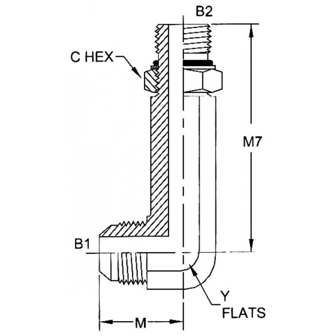 6801-LLL-06-06-NWO-FG : OneHydraulics 90-Degree Steel XX-Long Adapter, 9/16-18 (-06) Male JIC x 9/16-18 (-06) Male Adjustable ORB, 6000psi