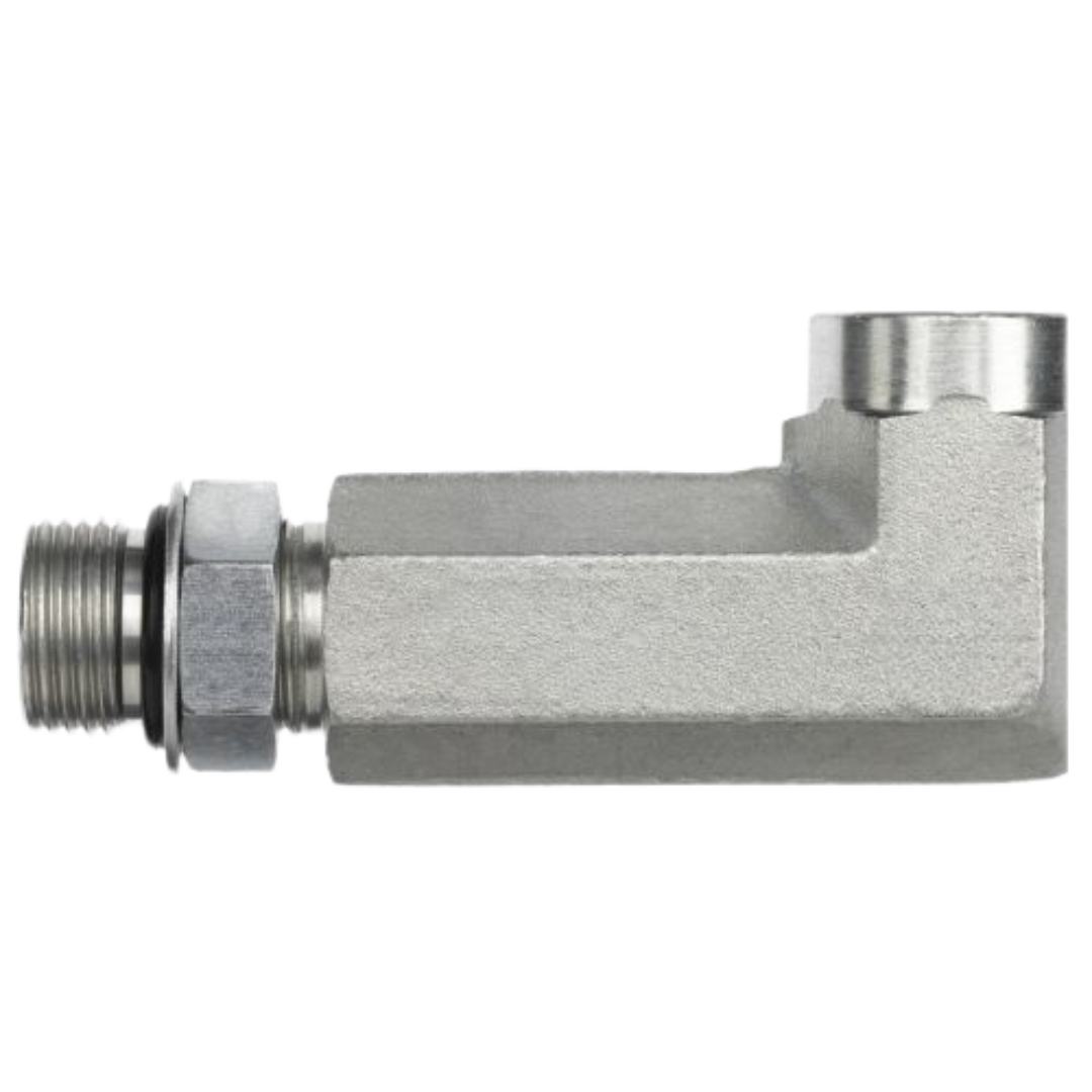6805-L-10-08-NWO-SS : OneHydraulics 90-Degree Stainless Long Adapter, 7/8-14 (-10) Male Adjustable ORB x 1/2-14 (-08) Female NPT, 5400psi