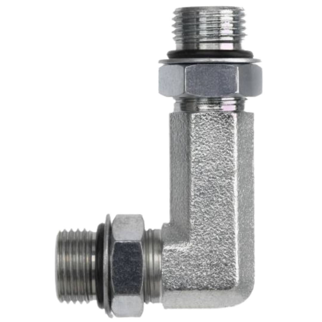 6807-LL-06-06-NWO-FG : OneHydraulics 90-Degree XX-Long Steel Adapter, 9/16-18 (-06) Male Adjustable ORB x 9/16-18 (-06) Male Adjustable ORB, 6000psi