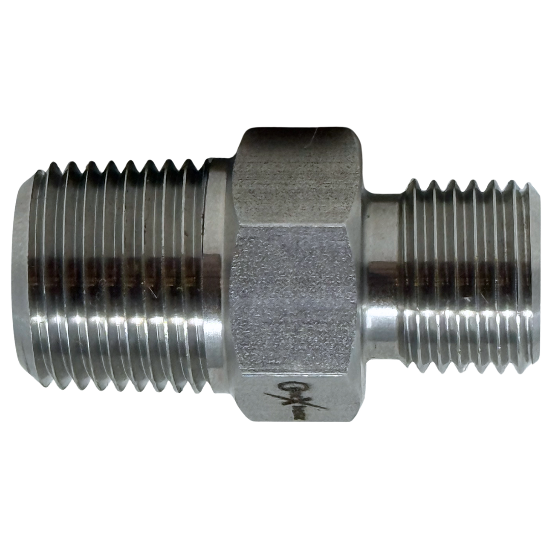 X6N16TM15 : OneXtreme Adapter, 0.375 (3/8") Male NPT x 1" Male Type-M, 15,000psi