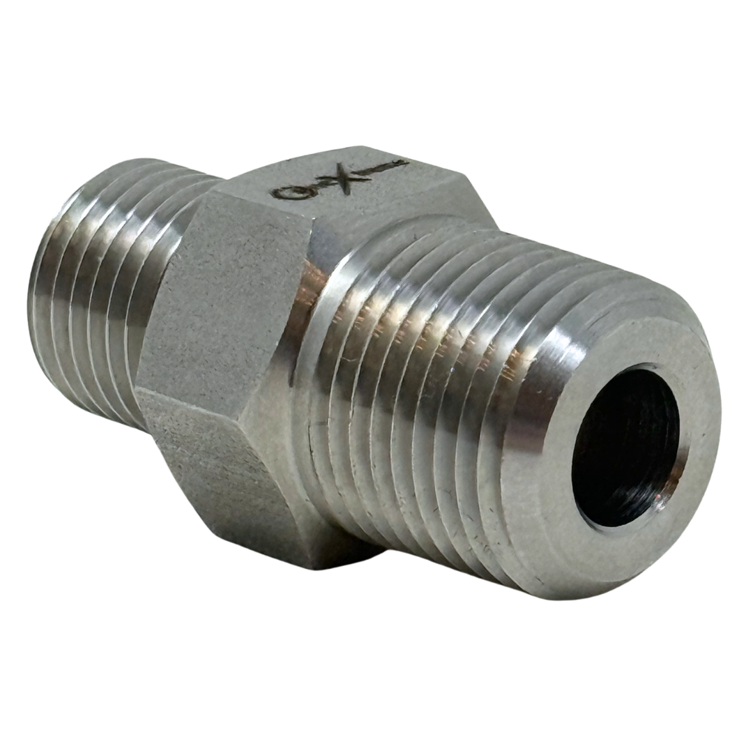 X6N16TM15 : OneXtreme Adapter, 0.375 (3/8") Male NPT x 1" Male Type-M, 15,000psi