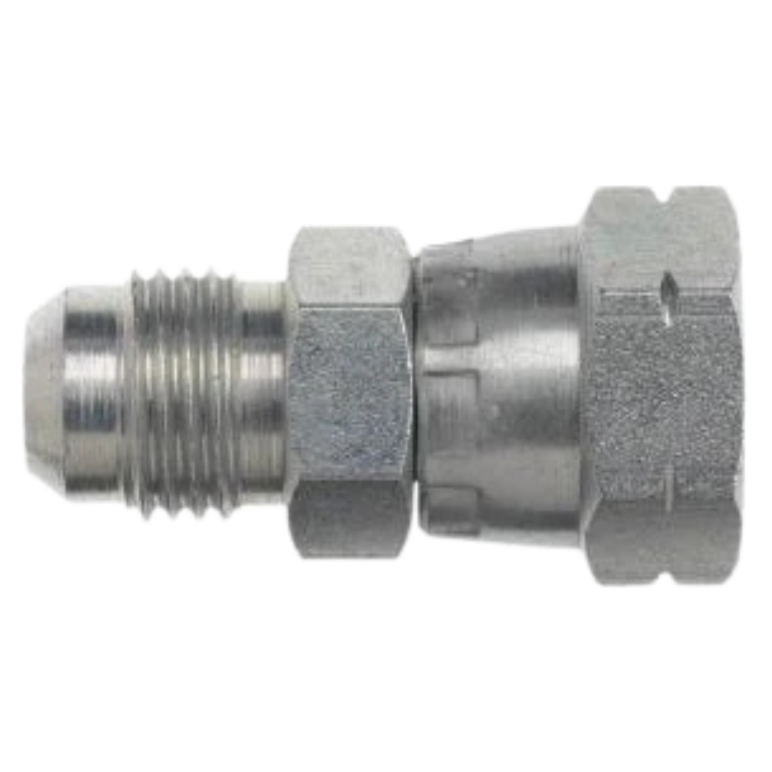 7007-12-S20-30 : OneHydraulics Straight Steel Adapter, 1-1/16-12 (-12) Male JIC x M30 X 2.0 (-S20) Female Heavy Duty DIN Swivel