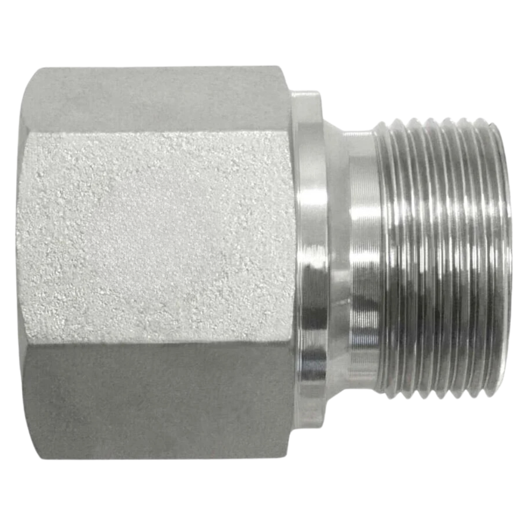 7045-12-27 : OneHydraulics Straight Steel Adapter, 3/4-14 (-12) Female NPTF x M27 X 2.0 (27mm) Male Metric, 4000psi
