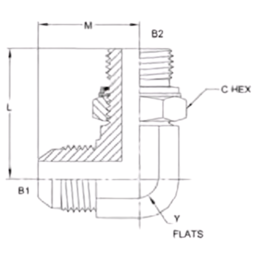 7205-04-10-NWO-FG : OneHydraulics 90-Degree Steel Adapter, 7/16-20 (-04) Male JIC x M10 X 1.0 (10mm) Male Adjustable Metric, 7200psi