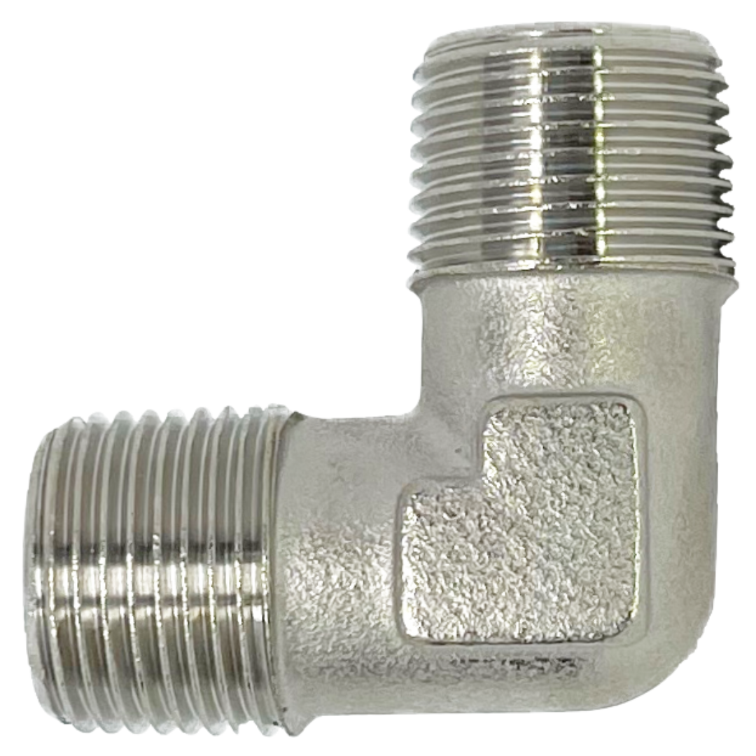 8055-02-02 : Adaptall 90-Degree Brass Nipple Adapter, 1/8-28 (-02) Male BSPT x 1/8-28 (-02) Male BSPT