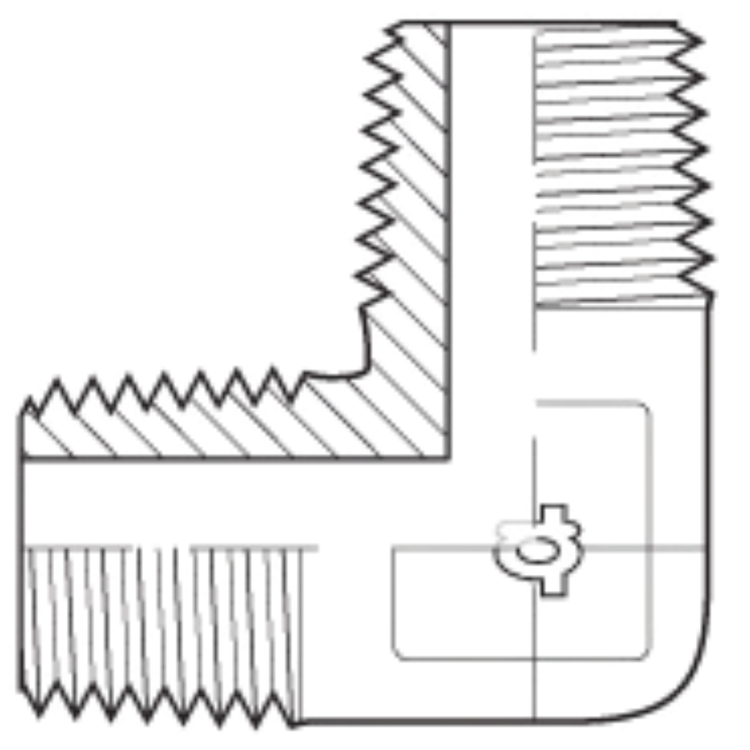 8055-06-06 : Adaptall 90-Degree Brass Nipple Adapter, 3/8-19 (-06) Male BSPT x 3/8-19 (-06) Male BSPT