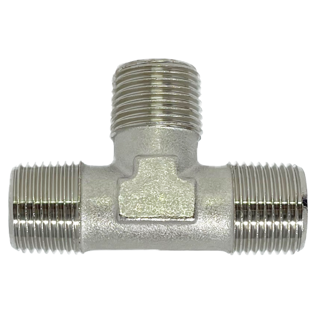 8080-02-02-02 : Adaptall Tee Brass Adapter, 1/8-28 (-02) Male BSPT x 1/8-28 (-02) Male BSPT x 1/8-28 (-02) Male BSPT
