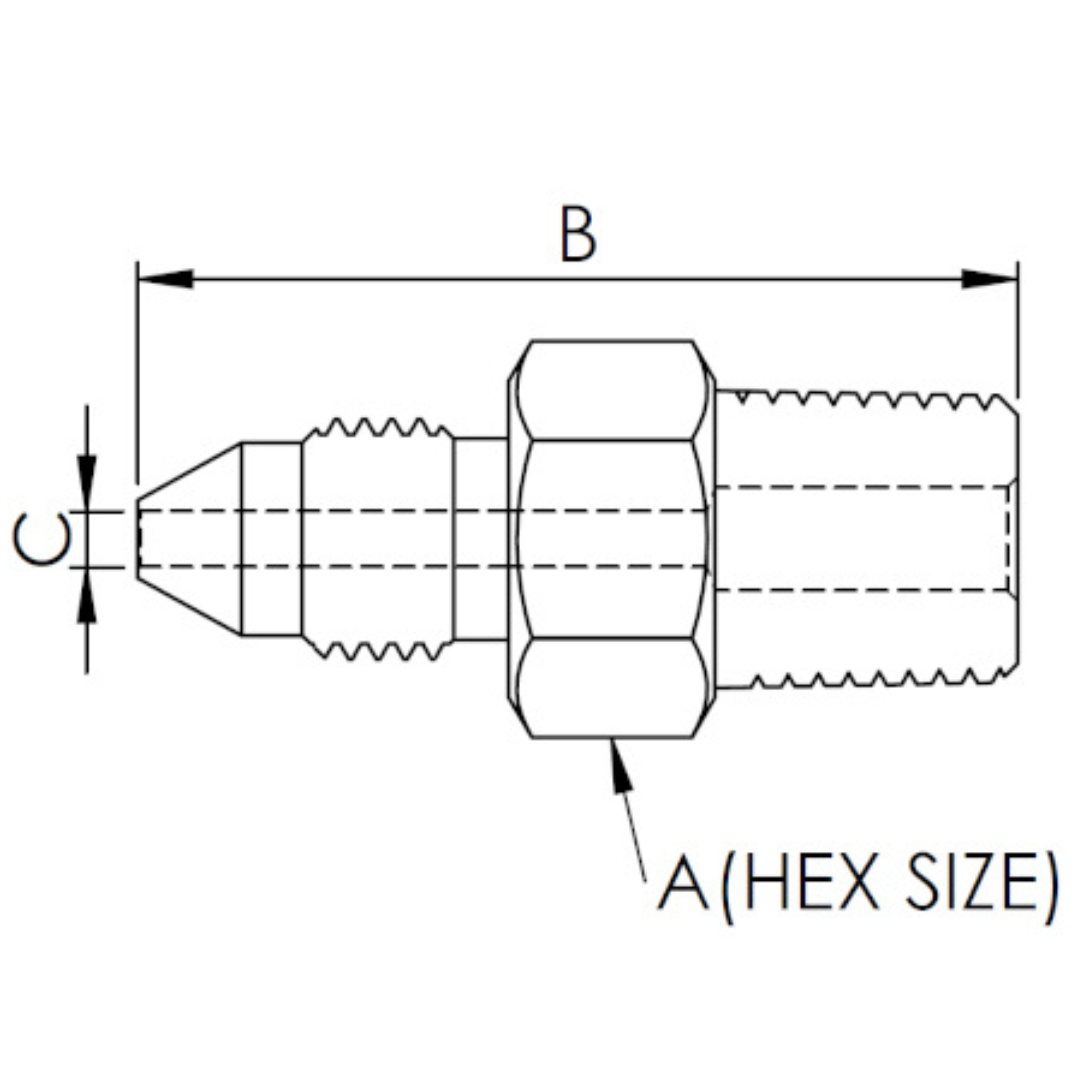X12N09M10 : OneXtreme Adapter, 0.75 (3/4") Male NPT x 0.5625 (9/16") Male MP, 10,000psi