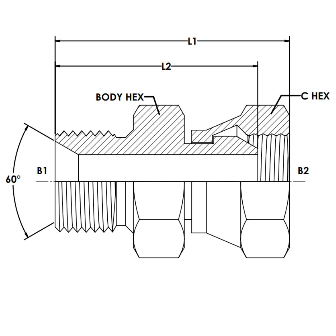 9024-04-02 : OneHydraulics Straight Steel Adapter, 1/4-19 (-04) Male BSPP x 1/8-28 (-02) Female BSPP Swivel, 5000psi
