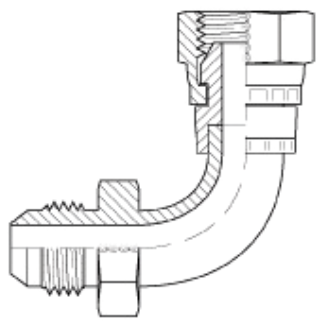 9250-16-16 : Adaptall 90-Degree Steel Adapter, 1-5/16-12 (-16) Male JIC x 1-11 (-16) Female BSPP Swivel