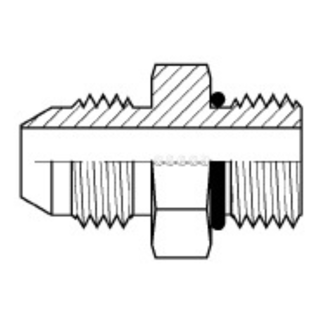 9277-08-06 : Adaptall Straight Steel Rigid Adapter, 1/2-14 (-08) Male JIS x 9/16-18 (-06) Male ORB