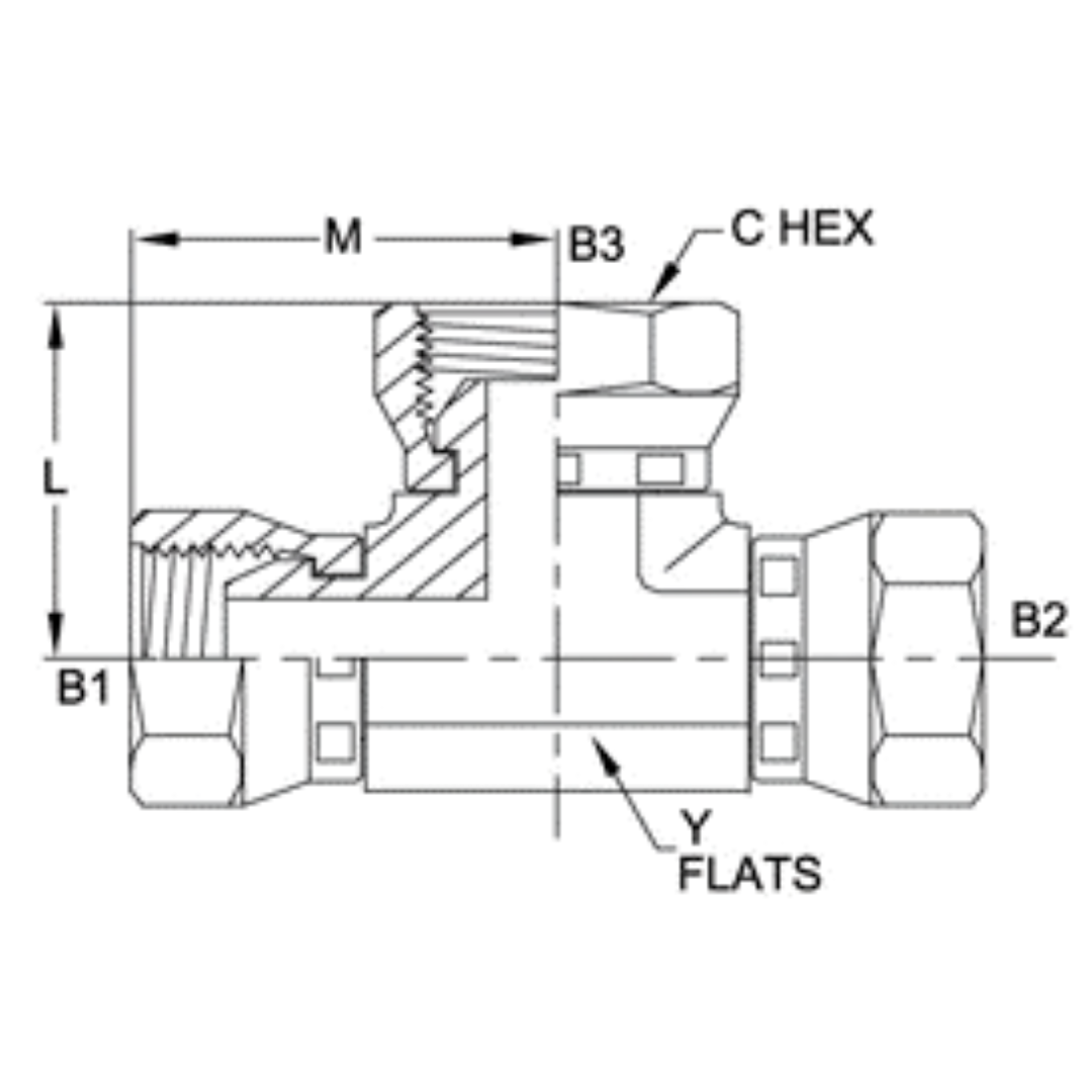 9344-16-16-16-FG : OneHydraulics Tee Steel Adapter, 1-11 (-16) Female BSPP x 1-11 (-16) Female BSPP x 1-11 (-16) Female BSPP