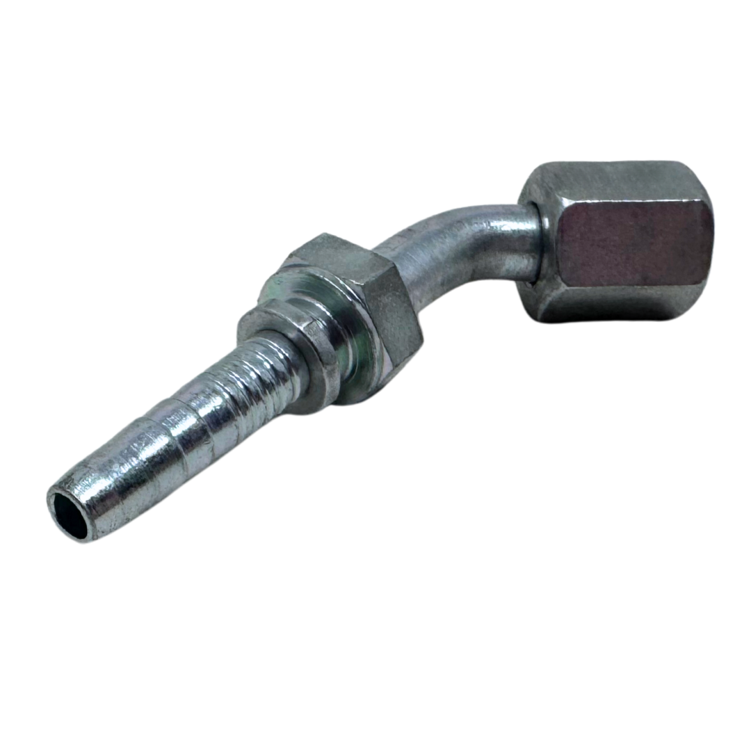 A-0404-FJ45 : Alfagomma 45-Degree Steel Fitting Insert, 1/4 (-04) Hose x 7/16-20 (-04) Female JIC Swivel