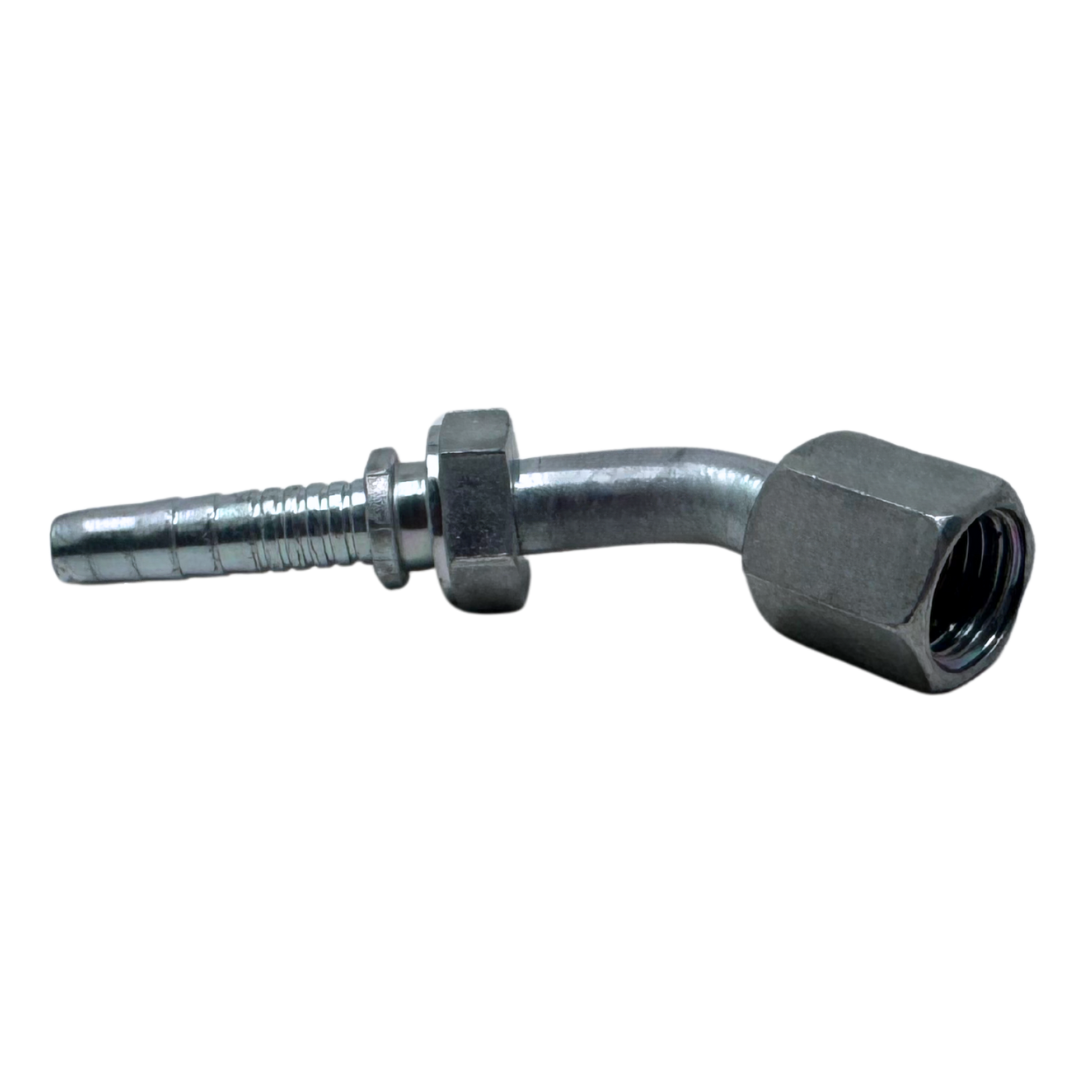 A-0404-FJ45 : Alfagomma 45-Degree Steel Fitting Insert, 1/4 (-04) Hose x 7/16-20 (-04) Female JIC Swivel