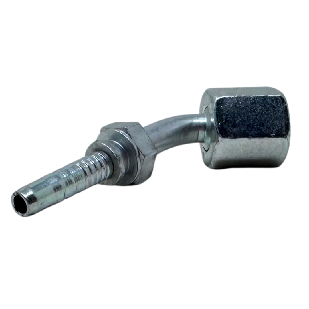 A-0406-FJ45 : Alfagomma 45-Degree Steel Fitting Insert, 1/4 (-04) Hose x 9/16-18 (-06) Female JIC Swivel