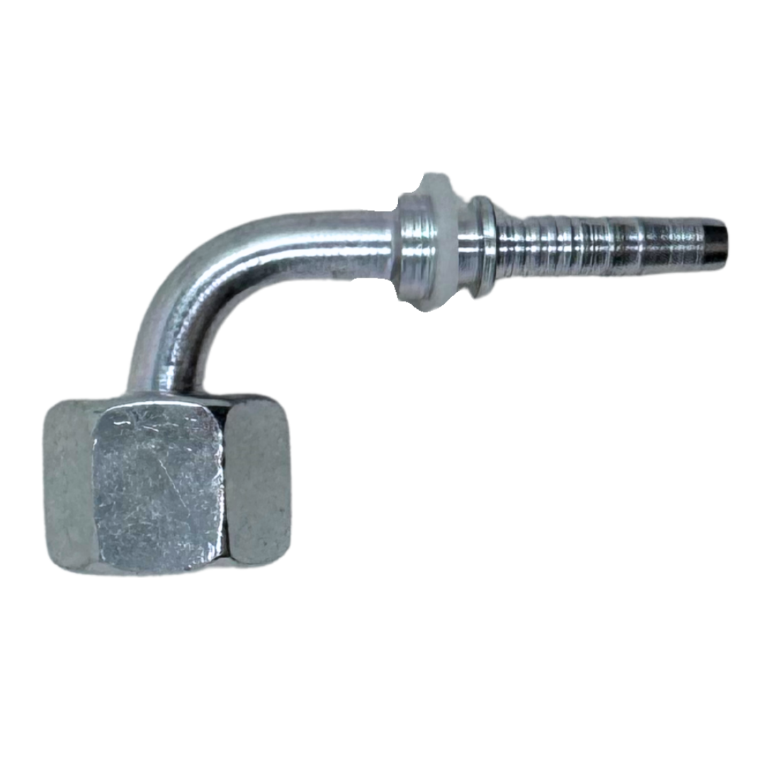 A-0406-FO9S : Alfagomma 90-Degree Steel Fitting Insert, 1/4 (-04) Hose x 11/16-16 (-06) Female ORFS Swivel Short Drop