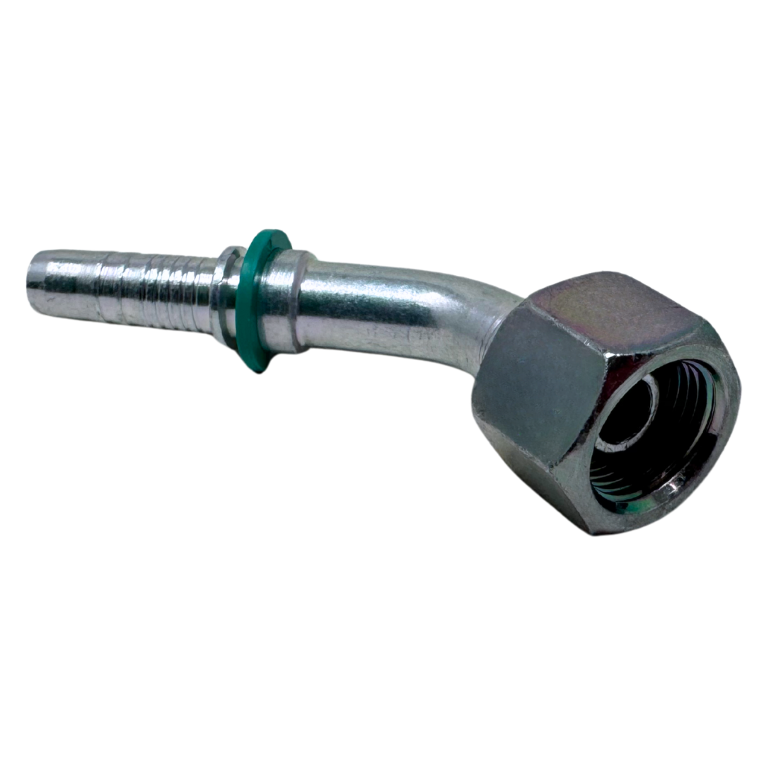 A-0606-FBO4 : Alfagomma 45-Degree Steel Fitting Insert, 3/8 (-06) Hose x 3/8-19 (-06) Female BSP Swivel