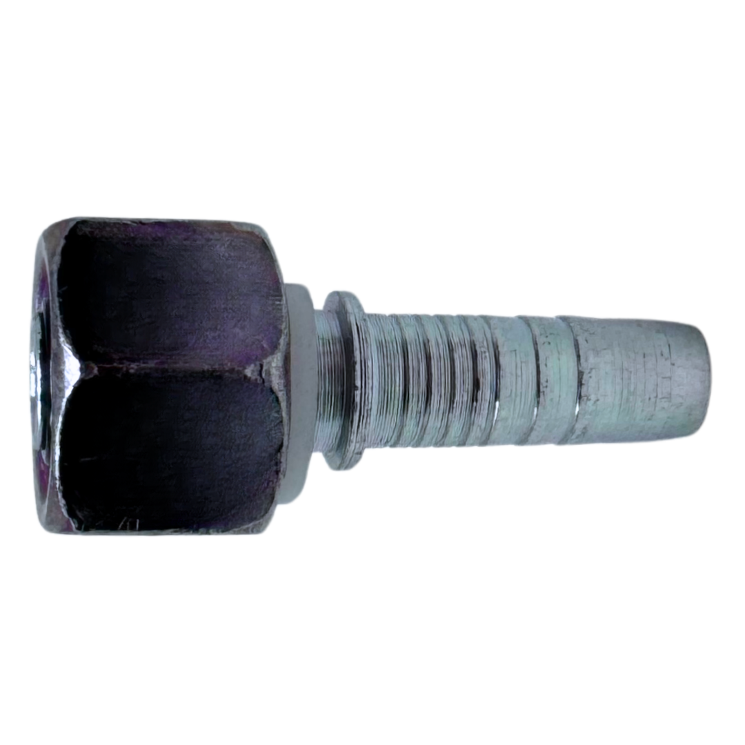 A-0606-FBPO : Alfagomma Straight Steel Fitting Insert, 3/8 (-06) Hose x 3/8-19 (-06) Female BSP Swivel