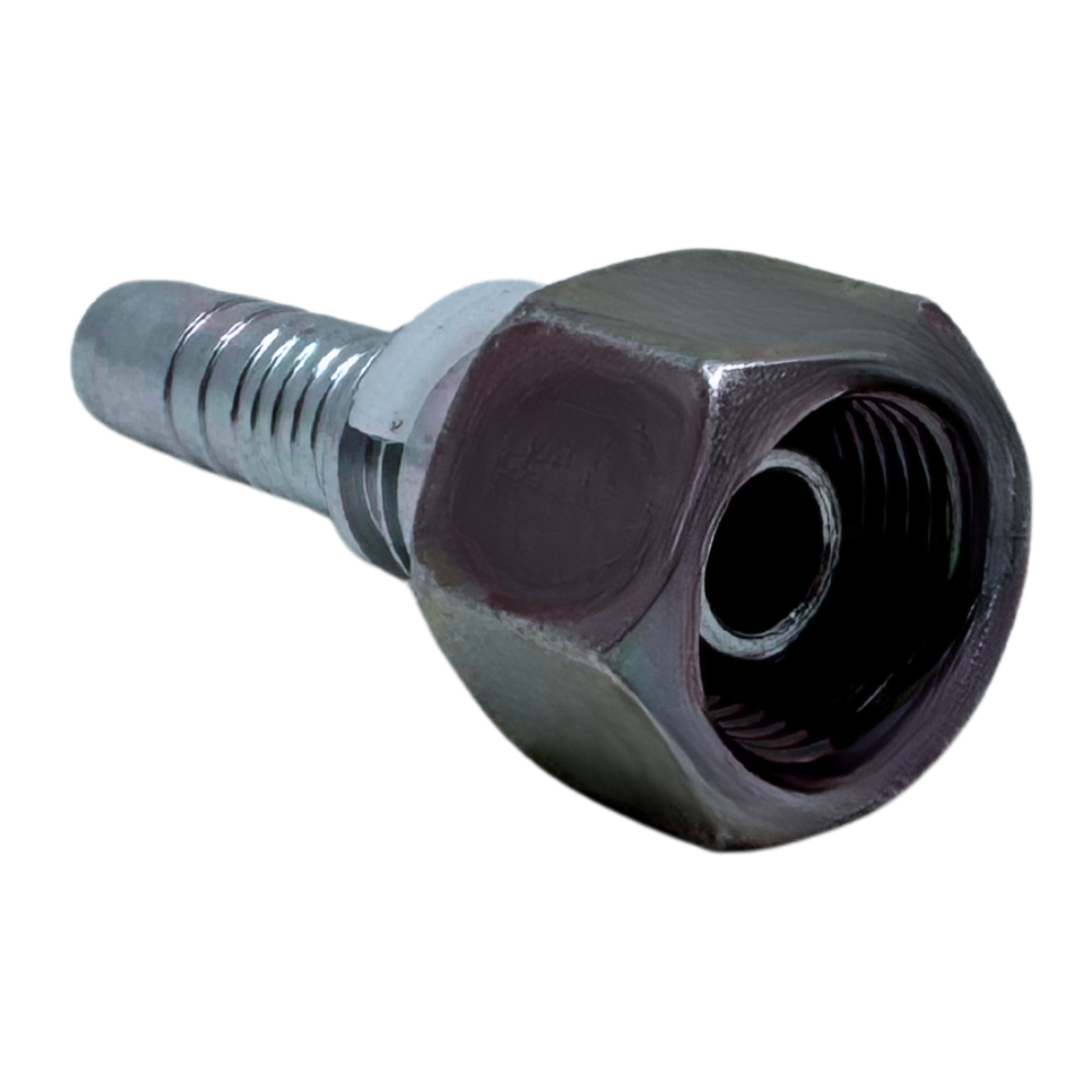 A-0606-FBPO : Alfagomma Straight Steel Fitting Insert, 3/8 (-06) Hose x 3/8-19 (-06) Female BSP Swivel