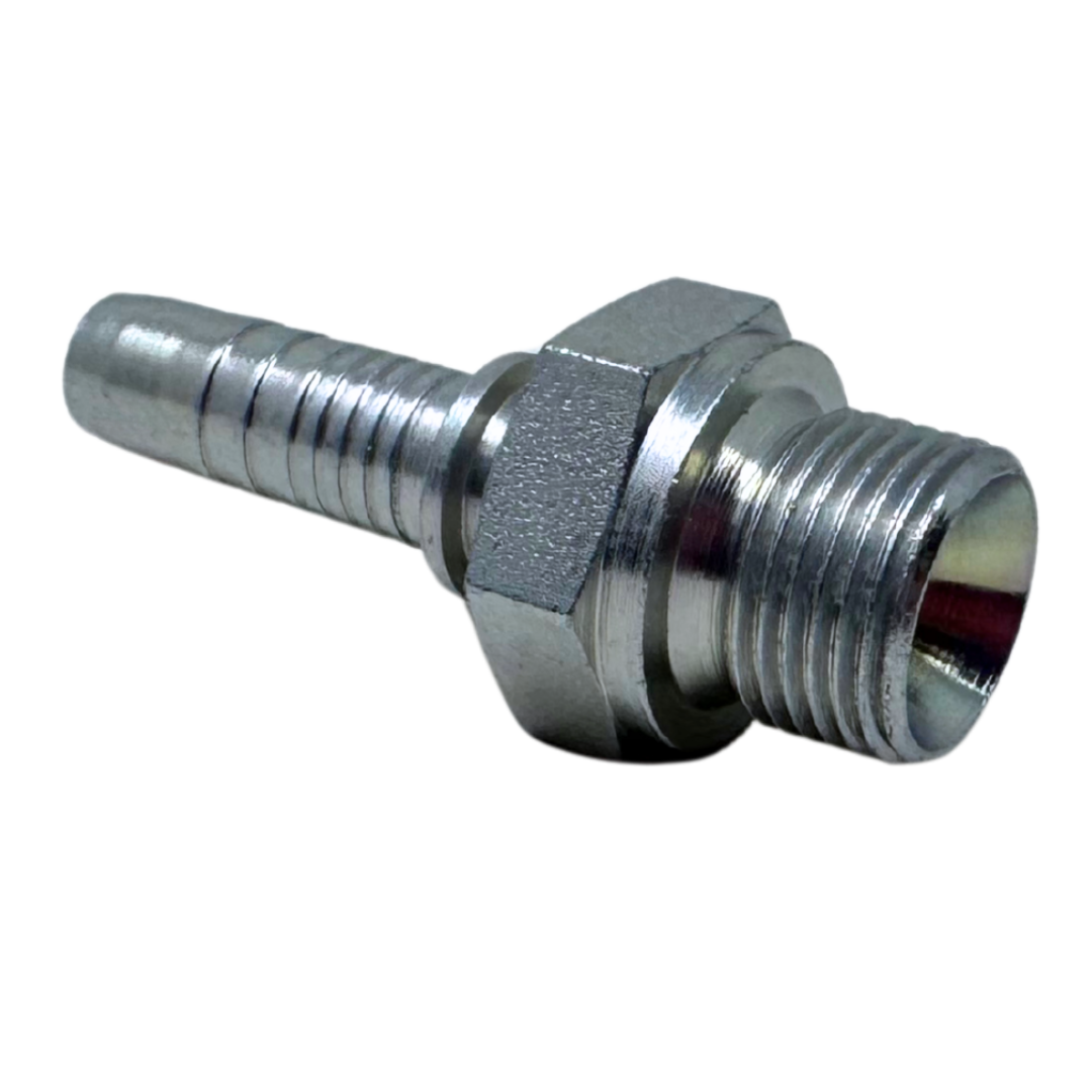 A-0606-MBPP : Alfagomma Straight Steel Fitting Insert, 3/8 (-06) Hose x 3/8-19 (-06) Male BSPP