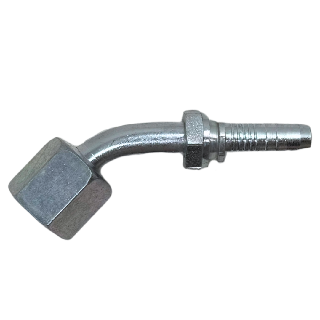 A-0608-FJ45 : Alfagomma 45-Degree Steel Fitting Insert, 3/8 (-06) Hose x 3/4-16 (-08) Female JIC Swivel