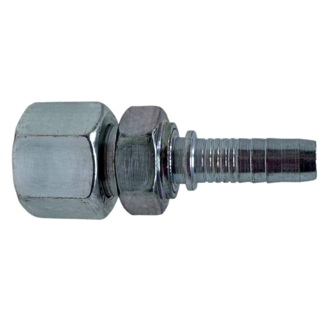 A-0608-FOFS : Alfagomma Straight Steel Fitting Insert, 3/8 (-06) Hose x 13/16-16 (-08) Female ORFS Double Hex